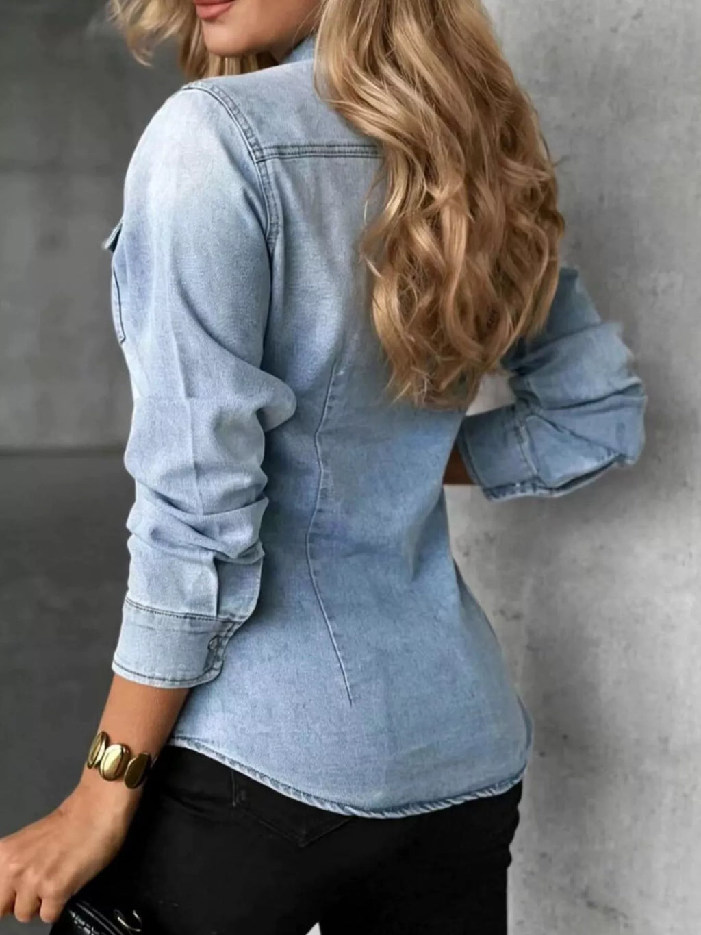 Women's Snap Down Slim-Fit Denim Shirt
