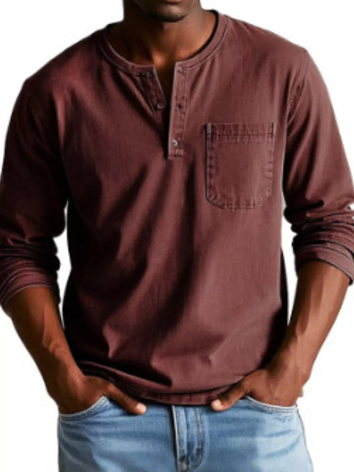 Full Size Button Detail Long Sleeve Top Plus Size