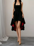 Women's Black High-Low Halter Neck Dress - Black
