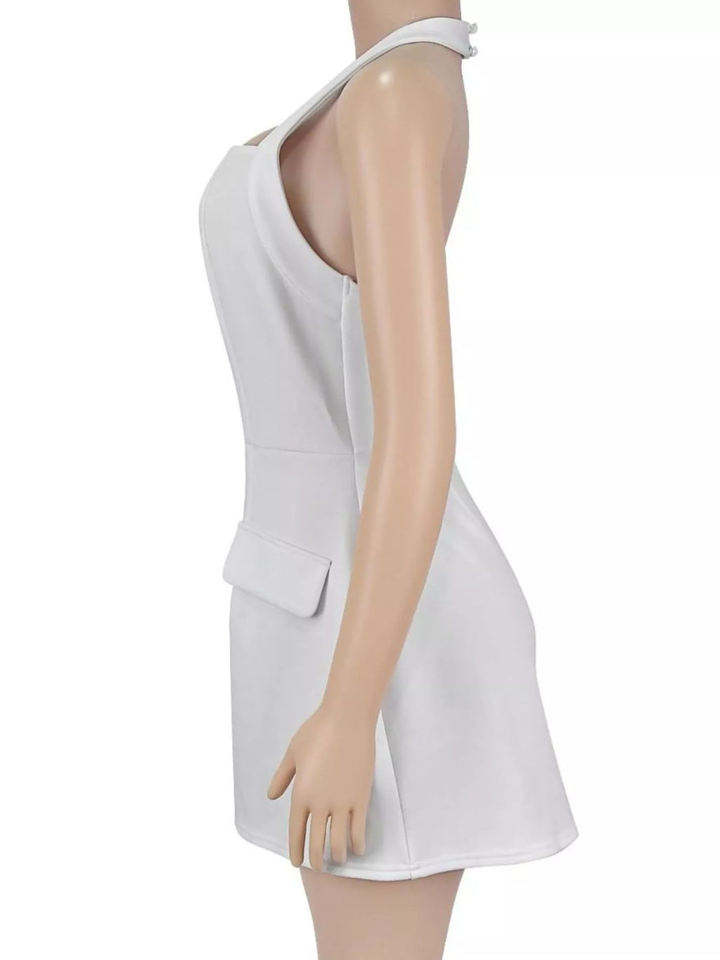 Women's Halter Neck Mini Dress with Flap Pocket Detail