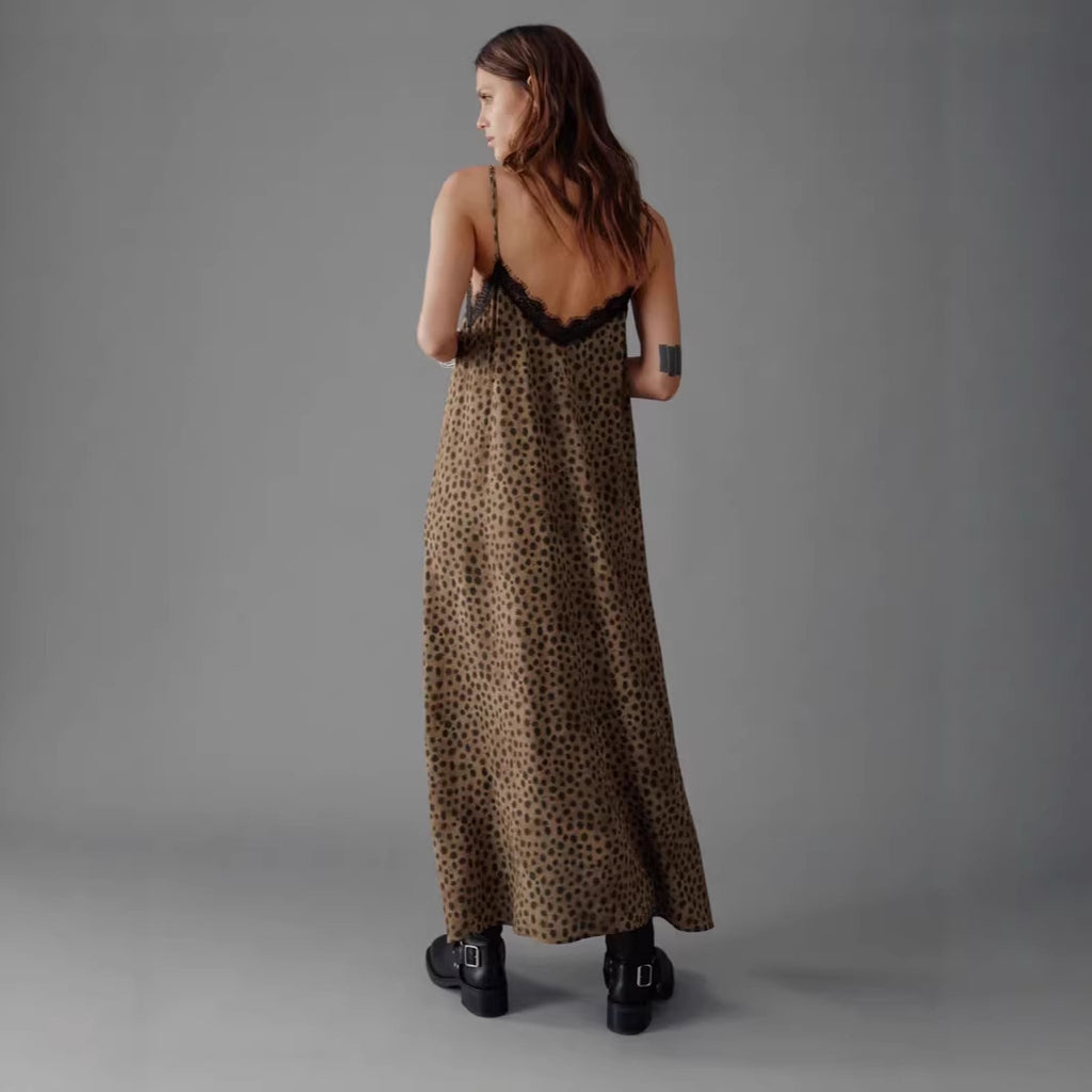 Elegant And Sexy Leopard-print Slip Dress