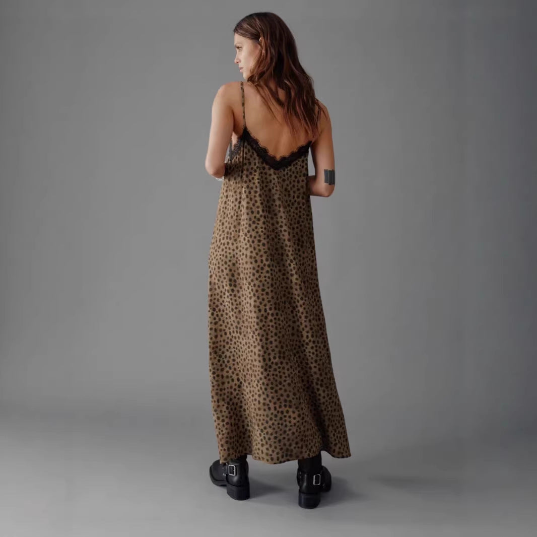 Elegant And Sexy Leopard-print Slip Dress