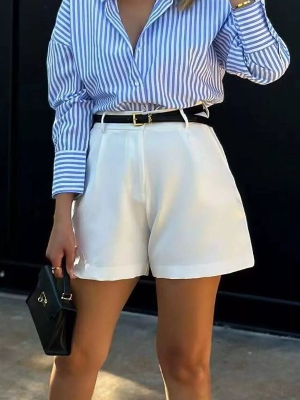 Women's High-Waisted Pleated Shorts