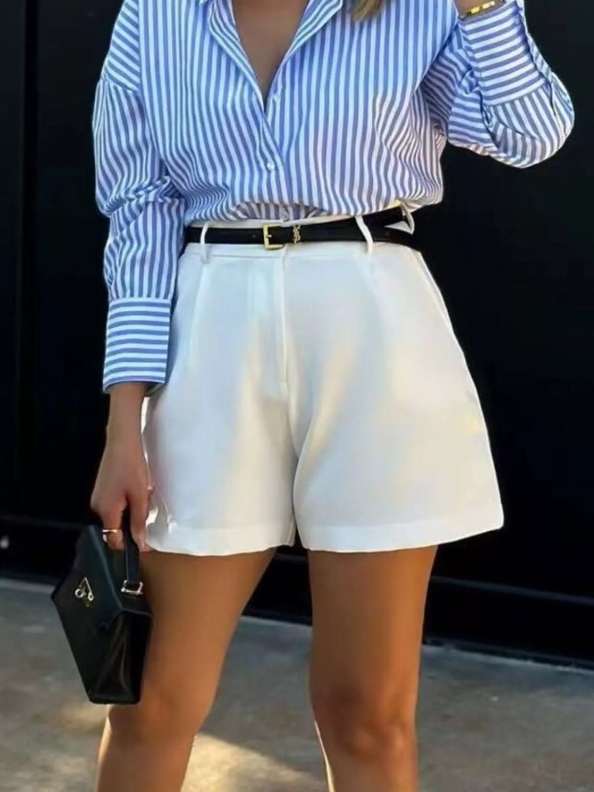 Women's High-Waisted Pleated Shorts