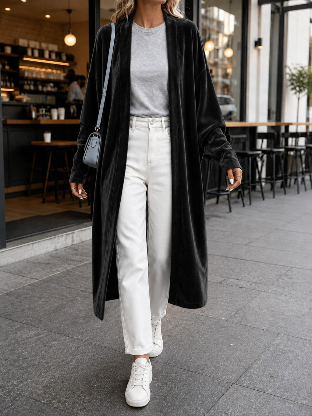 Women's Velvet Long-sleeve Casual Cape Coat