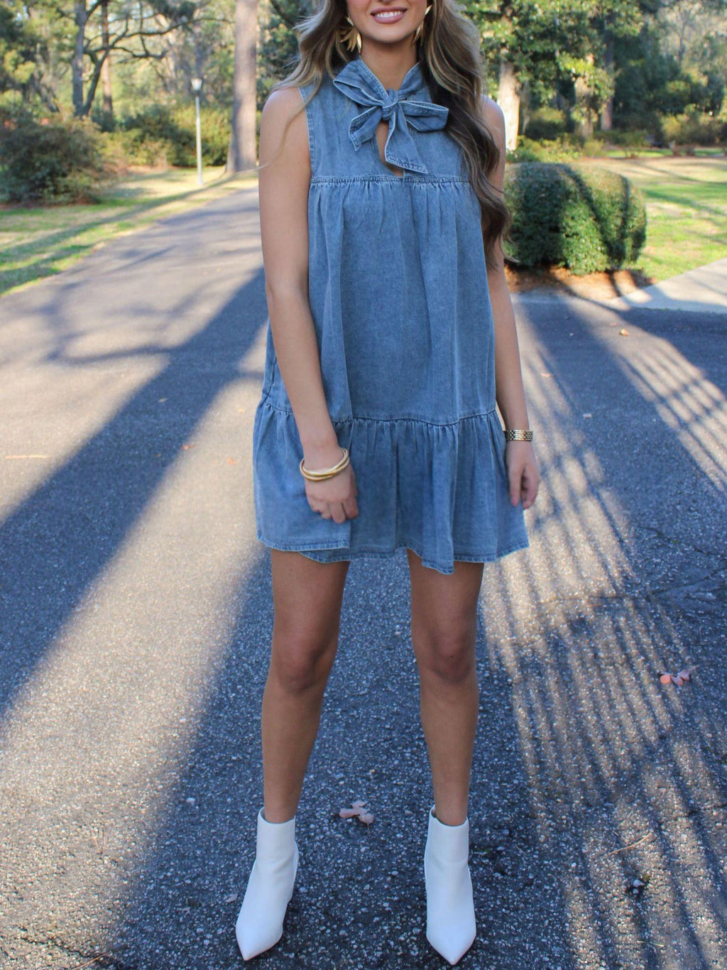 Classic Bow-tie Lace-up Loose-fitting Dress