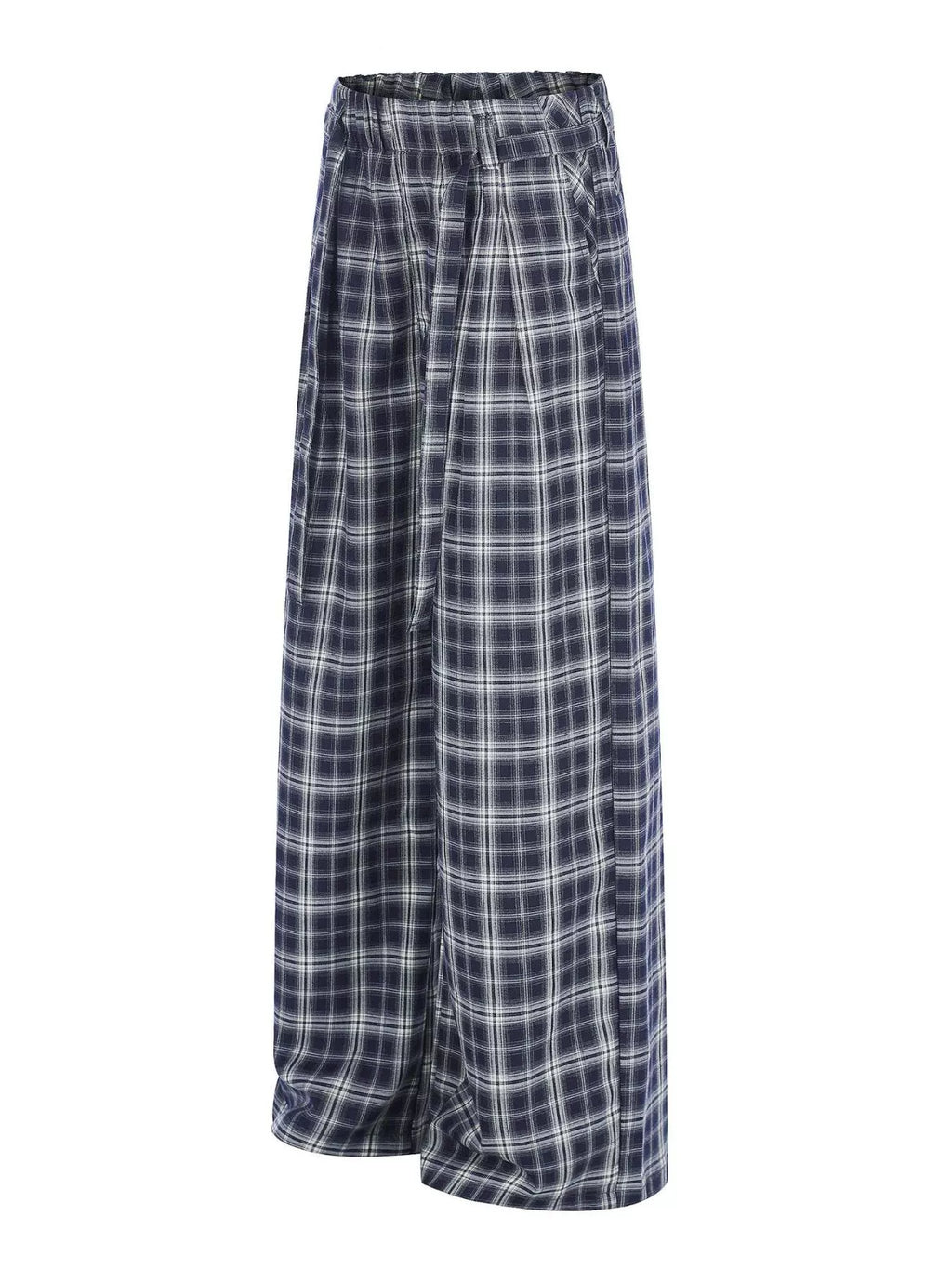 Men's Blue Men's Plaid Wide-Leg Pants - Blue
