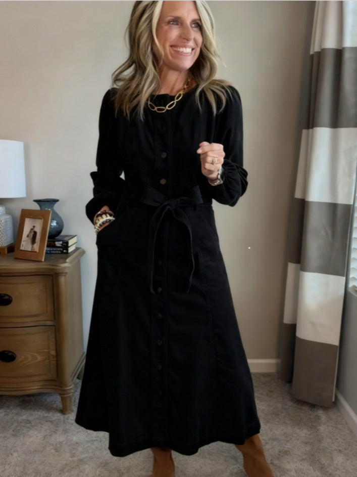 Fashionable Womens Loose-fit Casual Solid-color Dress