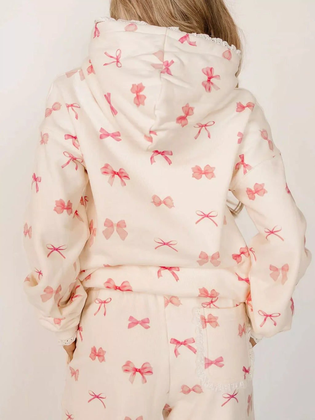 Women's Lace Trim Kangaroo Pocket Hoodie