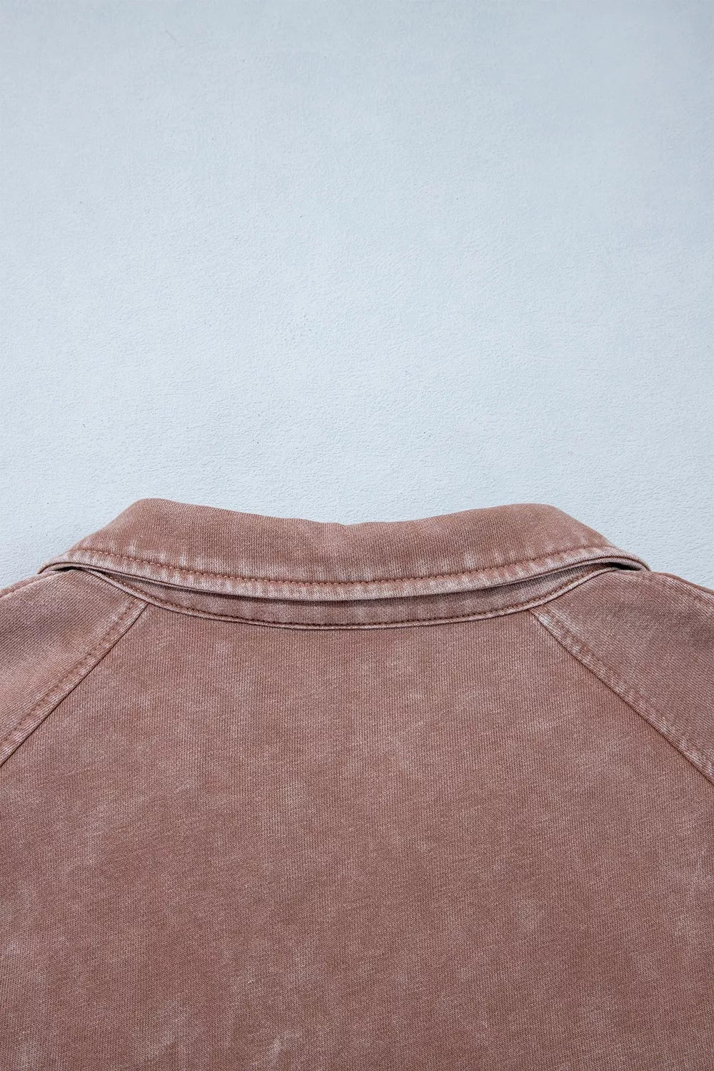 Women's Taupe Vintage Half-Zip Long Sleeve Ribbed Cuffs Hem Shift Silhouette Sweatshirt - Taupe