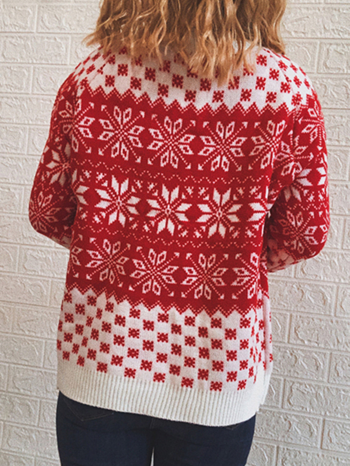 Women's Snowflake Pattern Long Sleeve Sweater