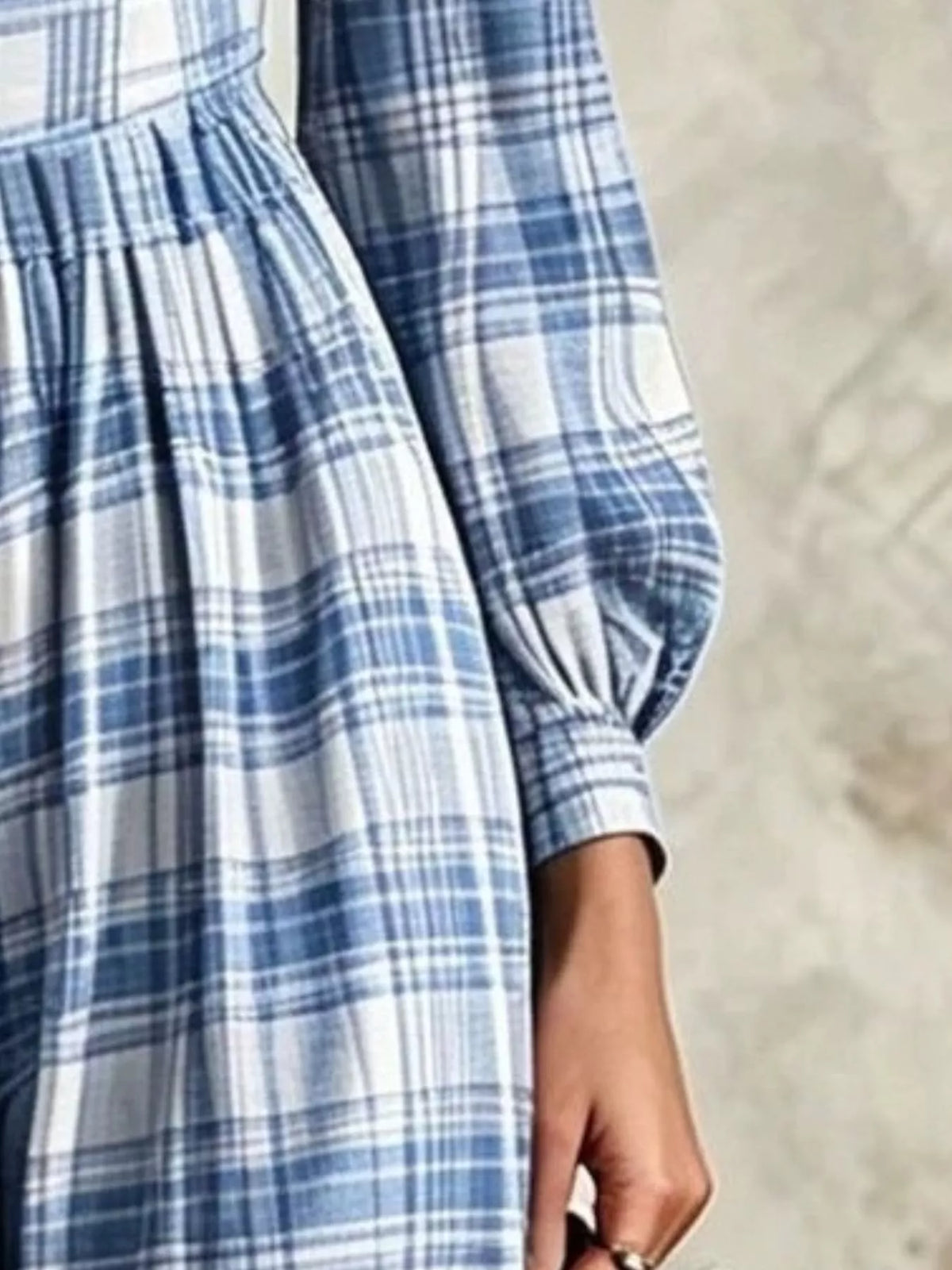 Women's Plaid Square Neck Long Sleeve Wide Leg Jumpsuit