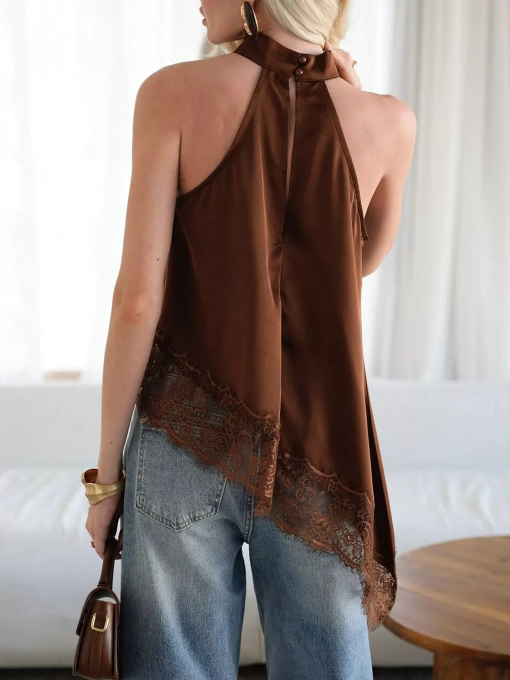 Asymmetric Lace Hem Cami