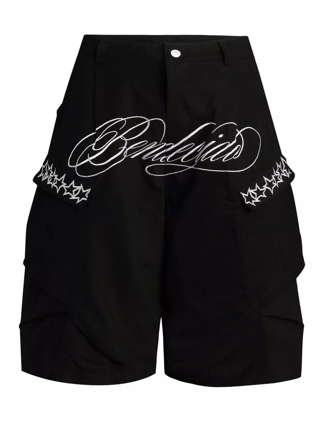 Men's Embroidered Cargo Capris - Black