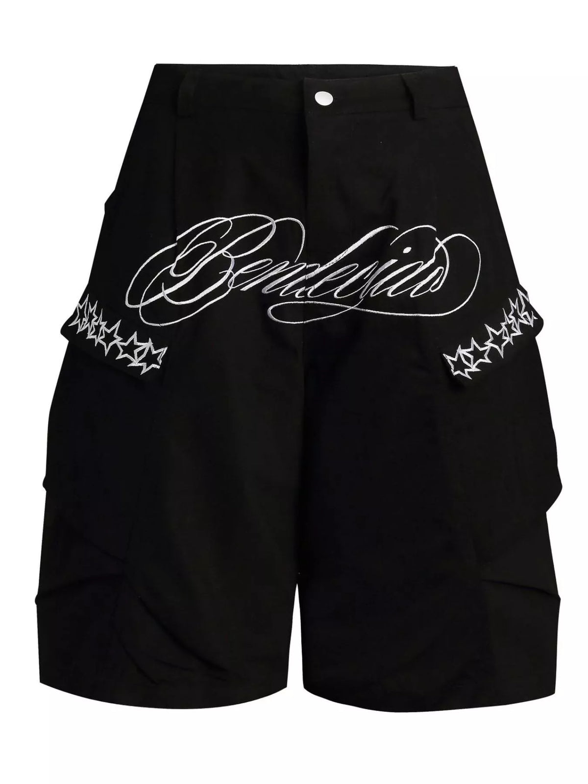 Men's Embroidered Cargo Capris - Black