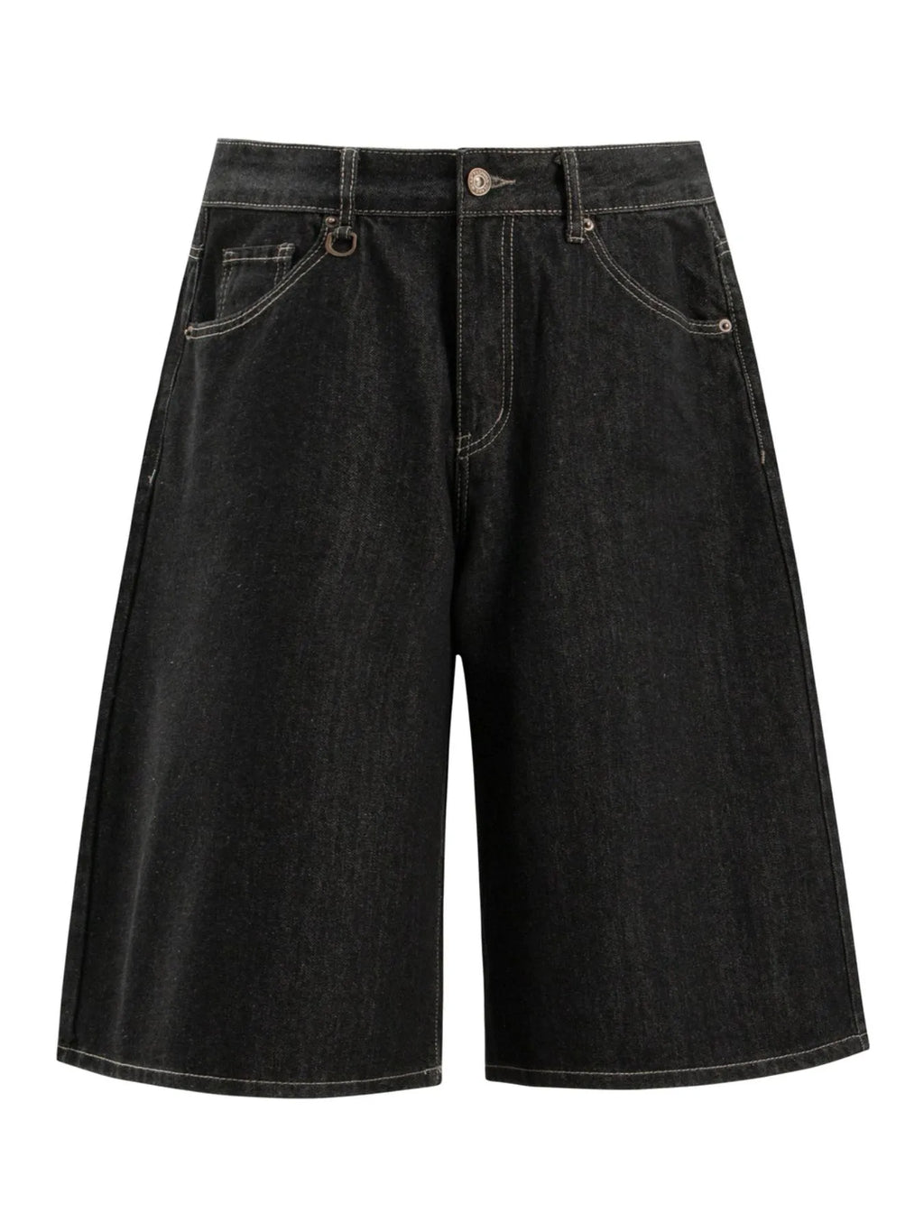 Men's Pocketed Loose Fit Denim Shorts - Black