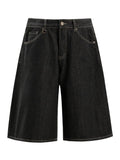 Men's Pocketed Loose Fit Denim Shorts - Black