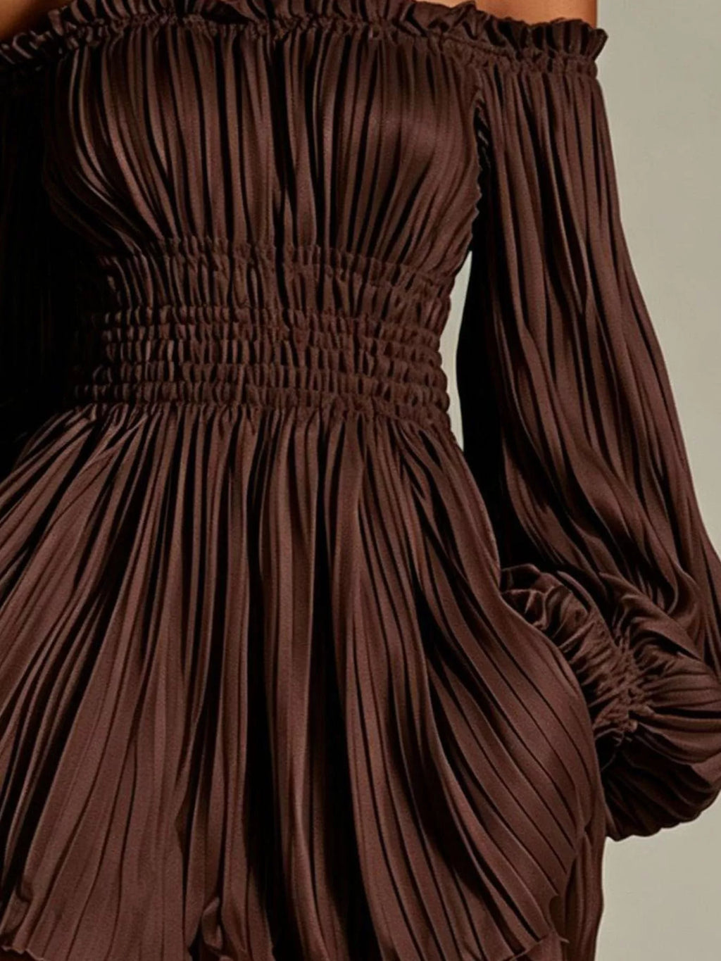 Women's Off-Shoulder Pleated Mini Dress