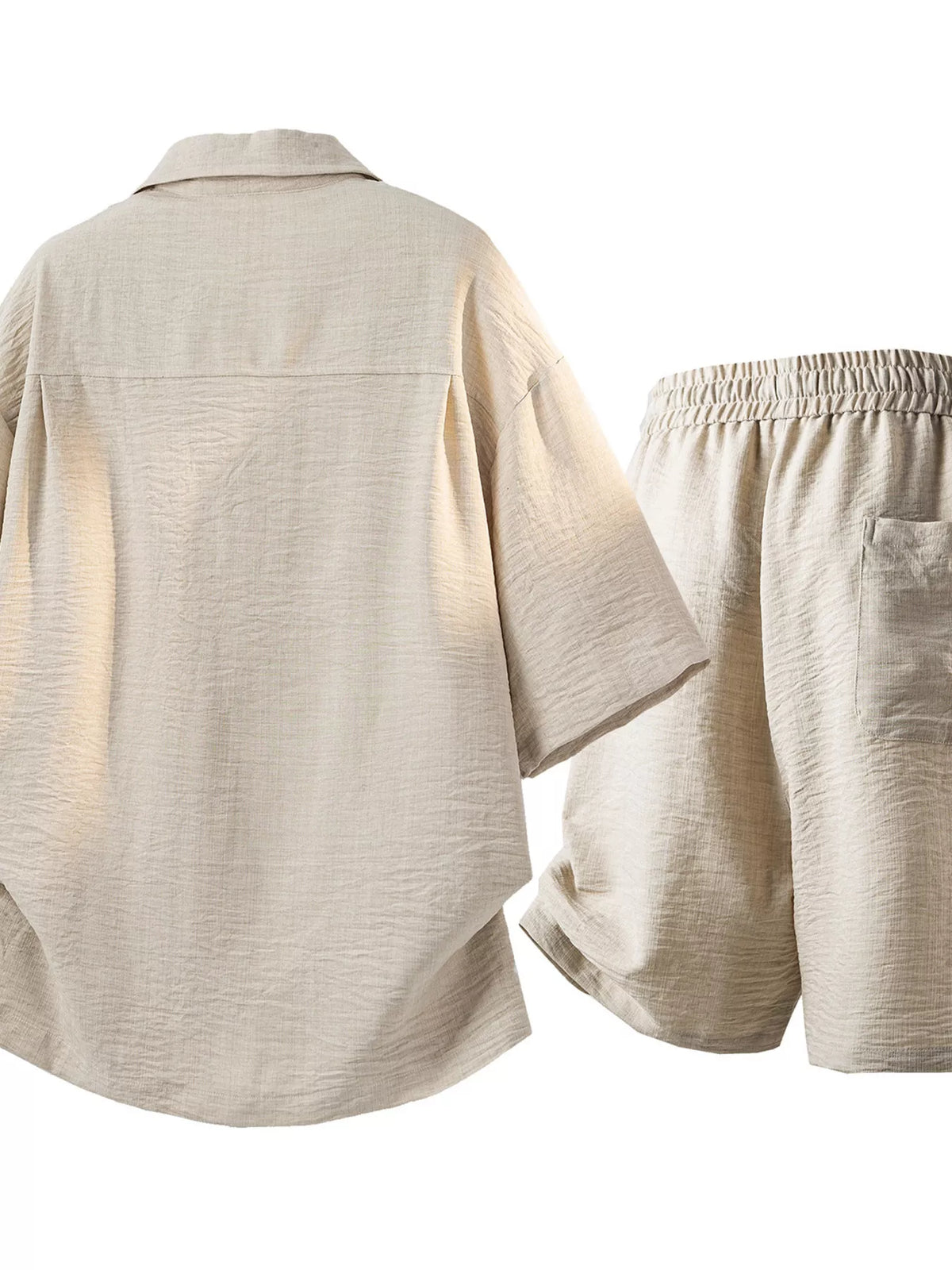 Men's Button Up Short Sleeve Shirt and Shorts, Plus Size