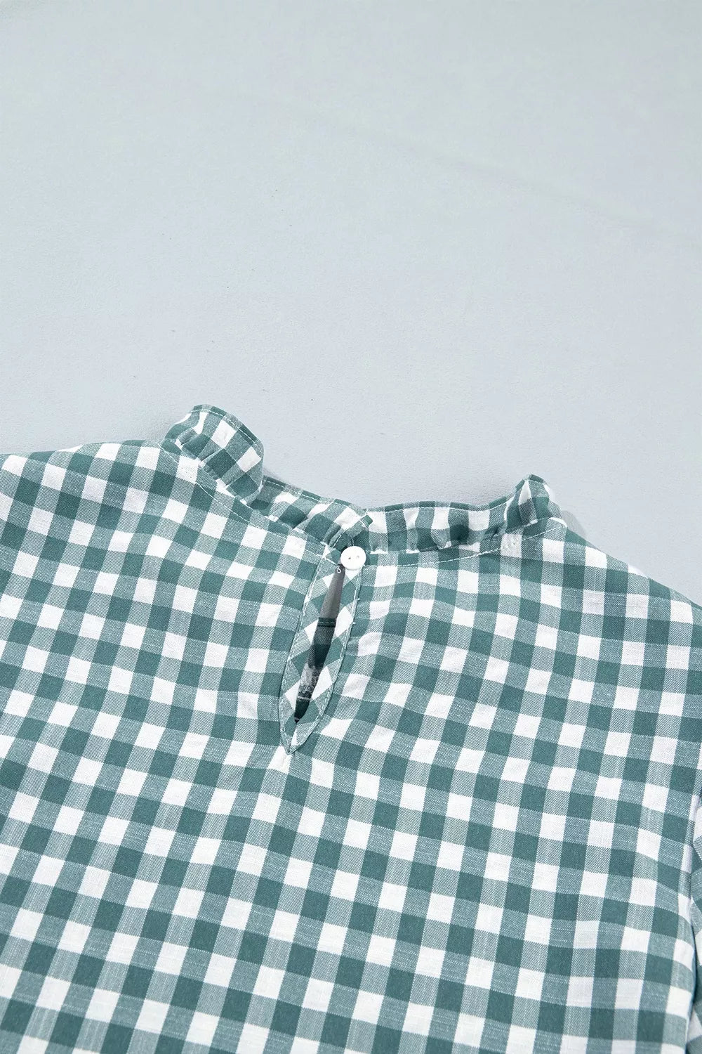 Women's Sage 3/4 Sleeve Shirred Plaid Peplum Top - Sage