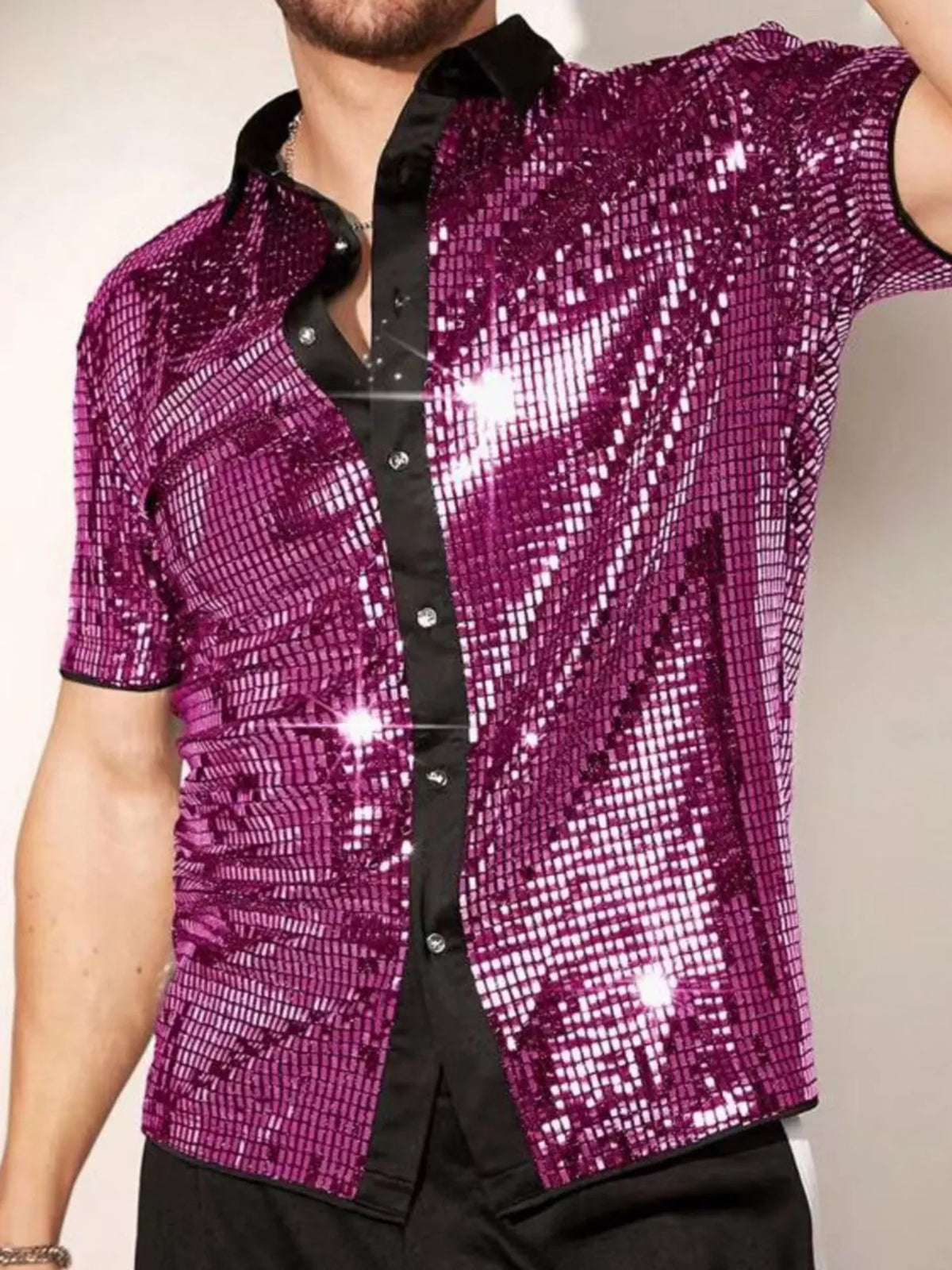 Men's Sequin Button Up Shirt