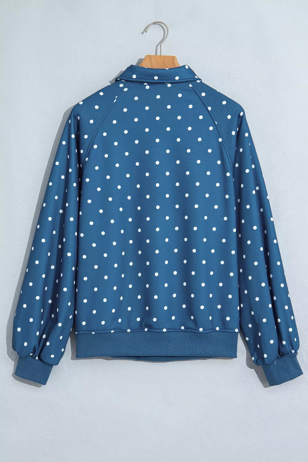 Women's Dusty Blue Polka Dot Snap-Button Sweatshirt - Dusty Blue