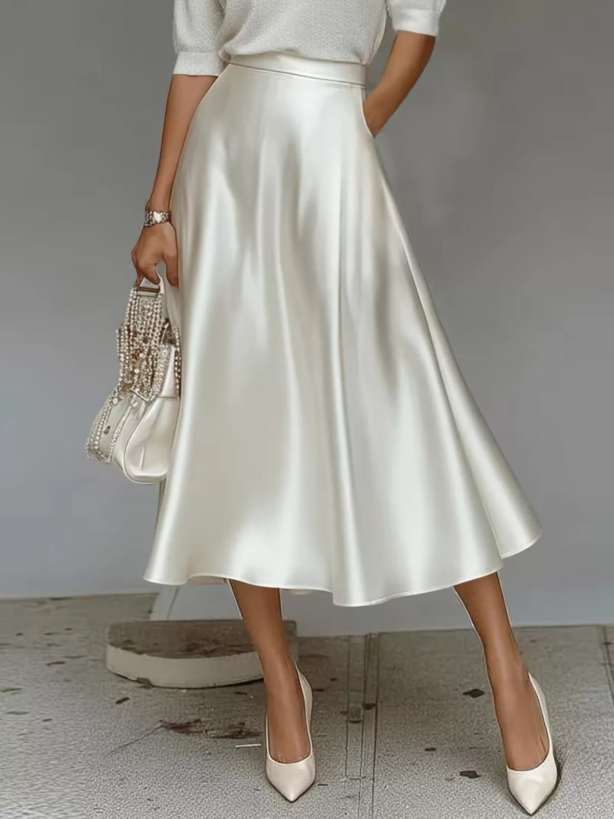 Women's Satin Midi Skirt