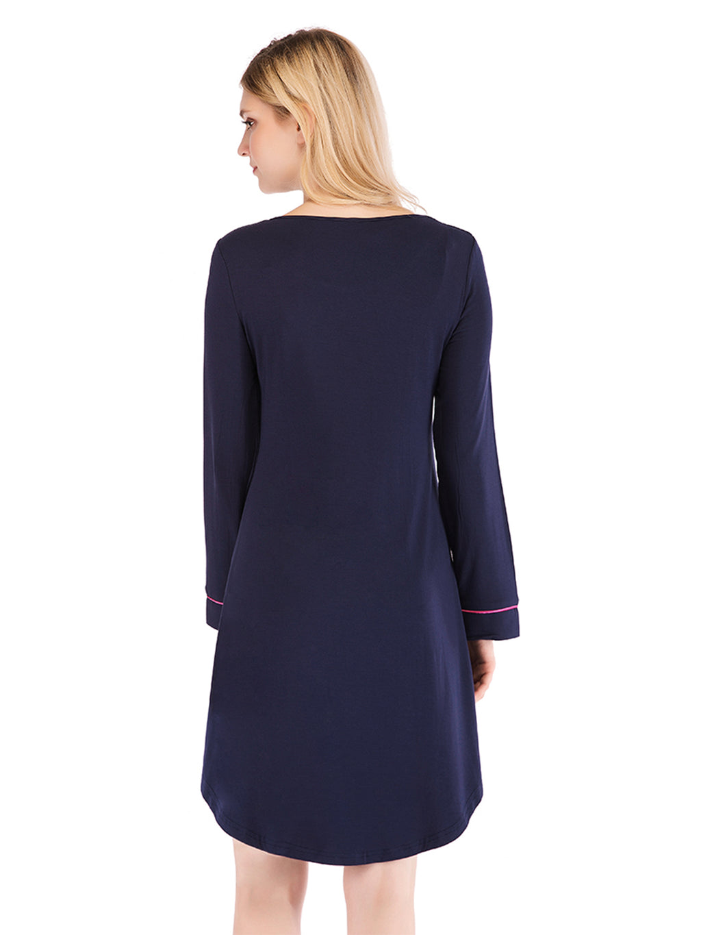 Women's Round Neck Night Dress with Pocket