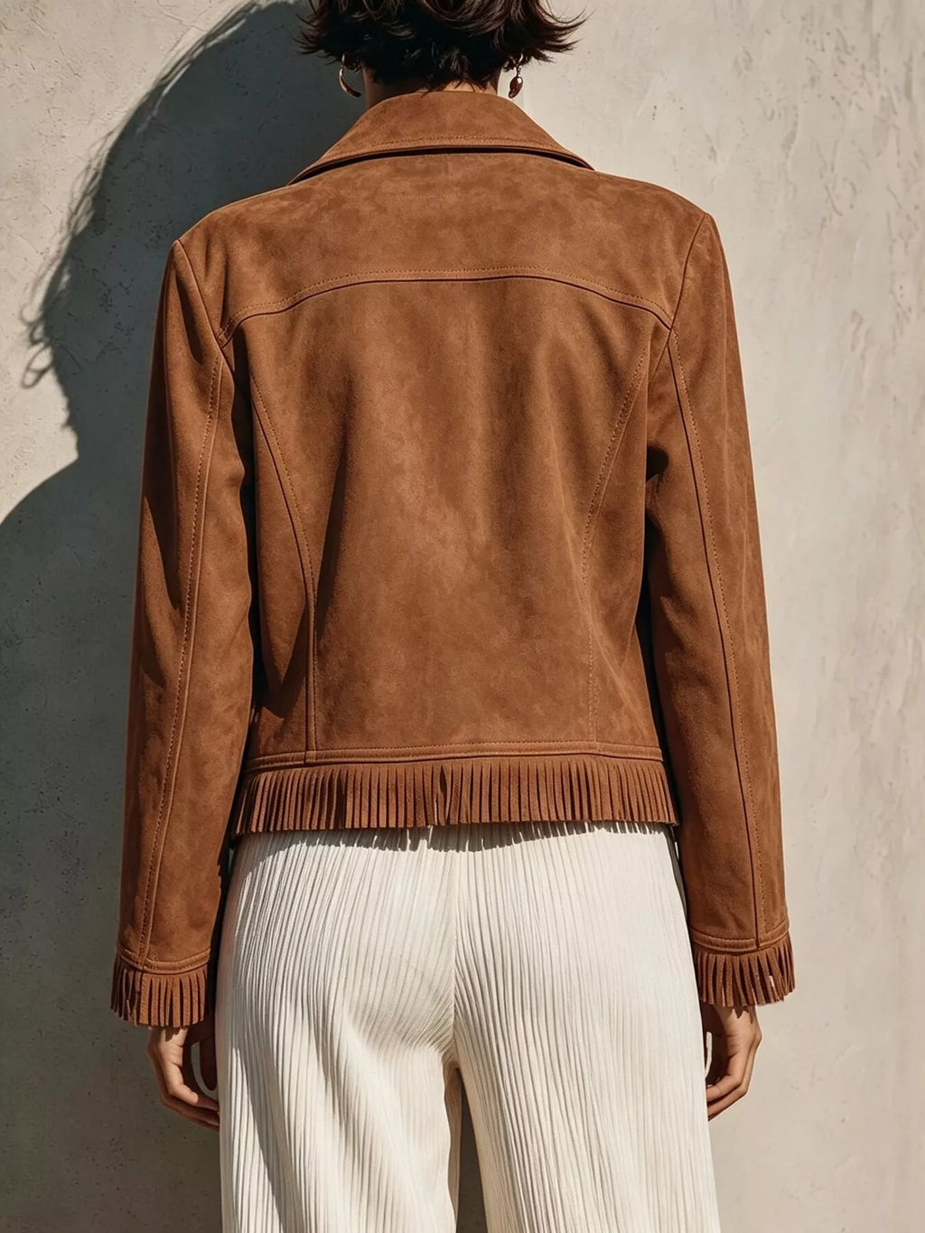 Women's Fringe Hem Zip Up Jacket