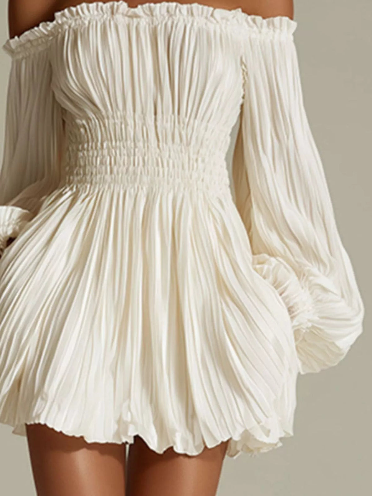 Women's Off-Shoulder Pleated Mini Dress