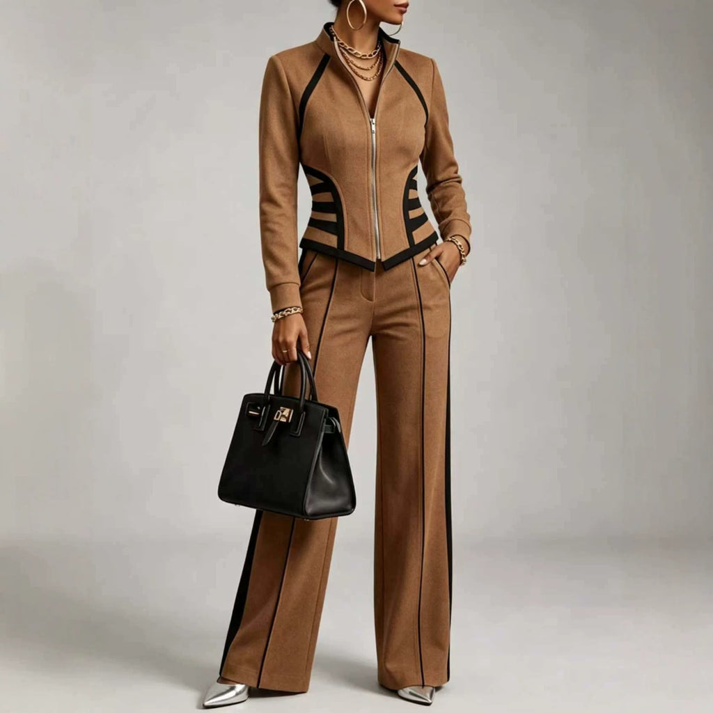 Tight-fitting Long-sleeve Top Tapered-leg Jacket Leggings Cotton Sports Set