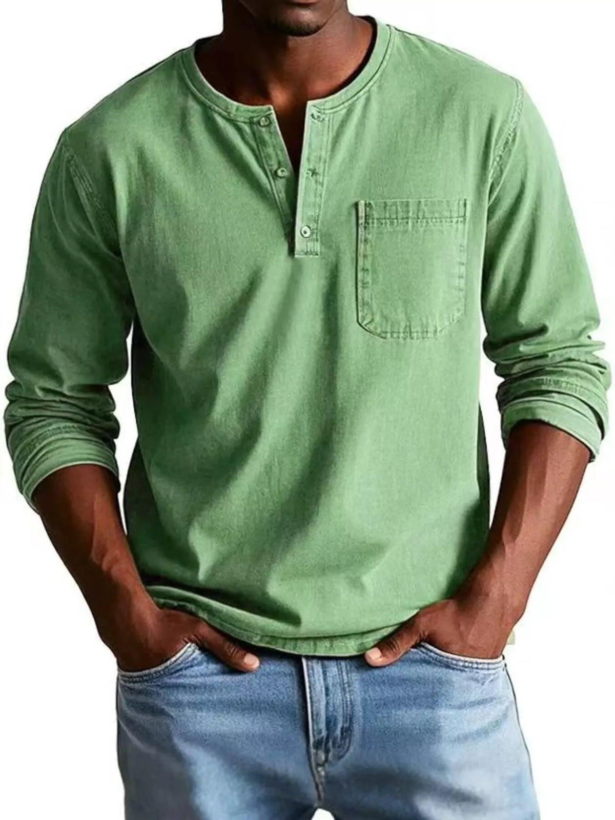 Full Size Button Detail Long Sleeve Top Plus Size