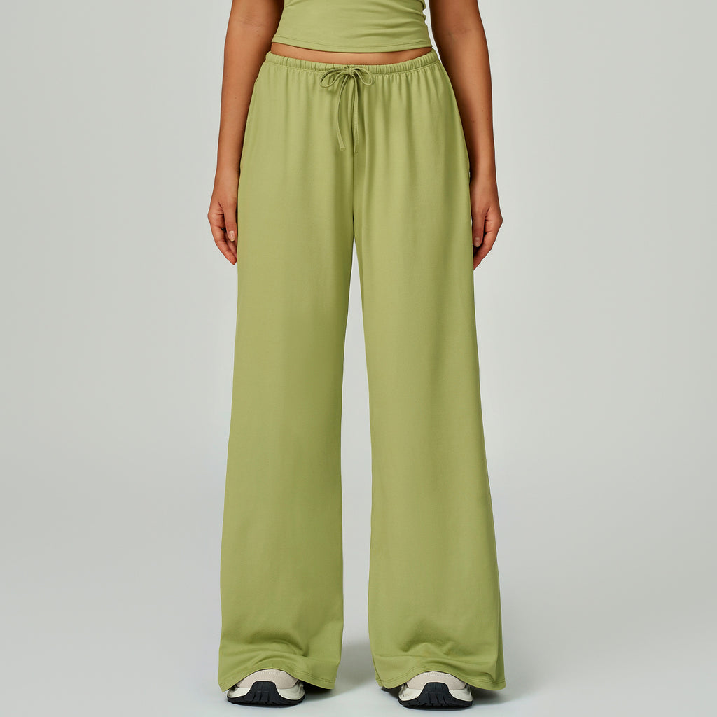 Women's Cross-border Sanding Pants Dipped Wide-leg Loose Casual Pants Women's Sports Fitness Elapsed Drawstring Pants 3058