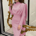 2024 Autumn New Fashion Temperament Waist Western Style Solid Color Long Sleeve Dress Wholesale