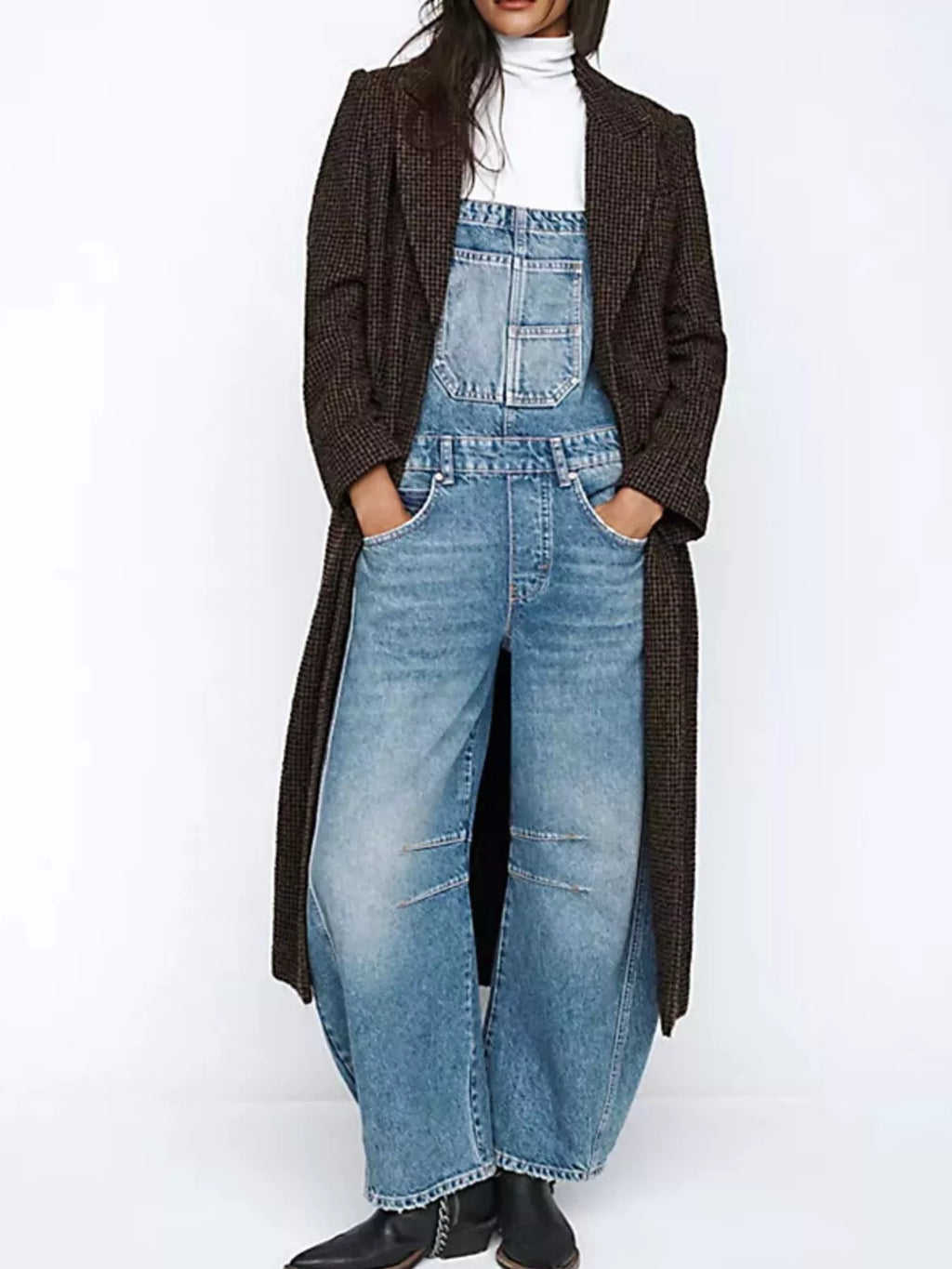 Women's Wide Strap Wide Leg Denim Overalls