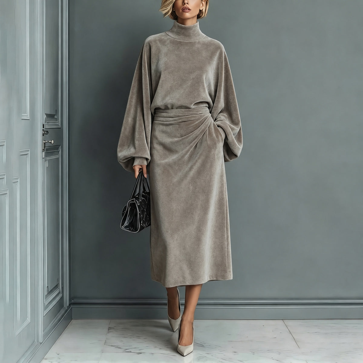 Women's Turtleneck Long-sleeve Dress