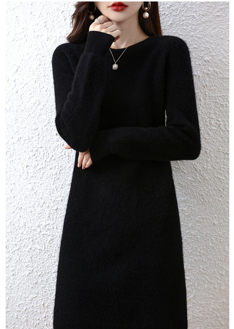 Mid-length Loose-fitting Figure-flattering Sweater Dress For Layering