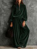 Women's Anno New Autumn Winter Women Velvet Fashion Casual Loose Zipper Long Sleeve Tracksuit - Green