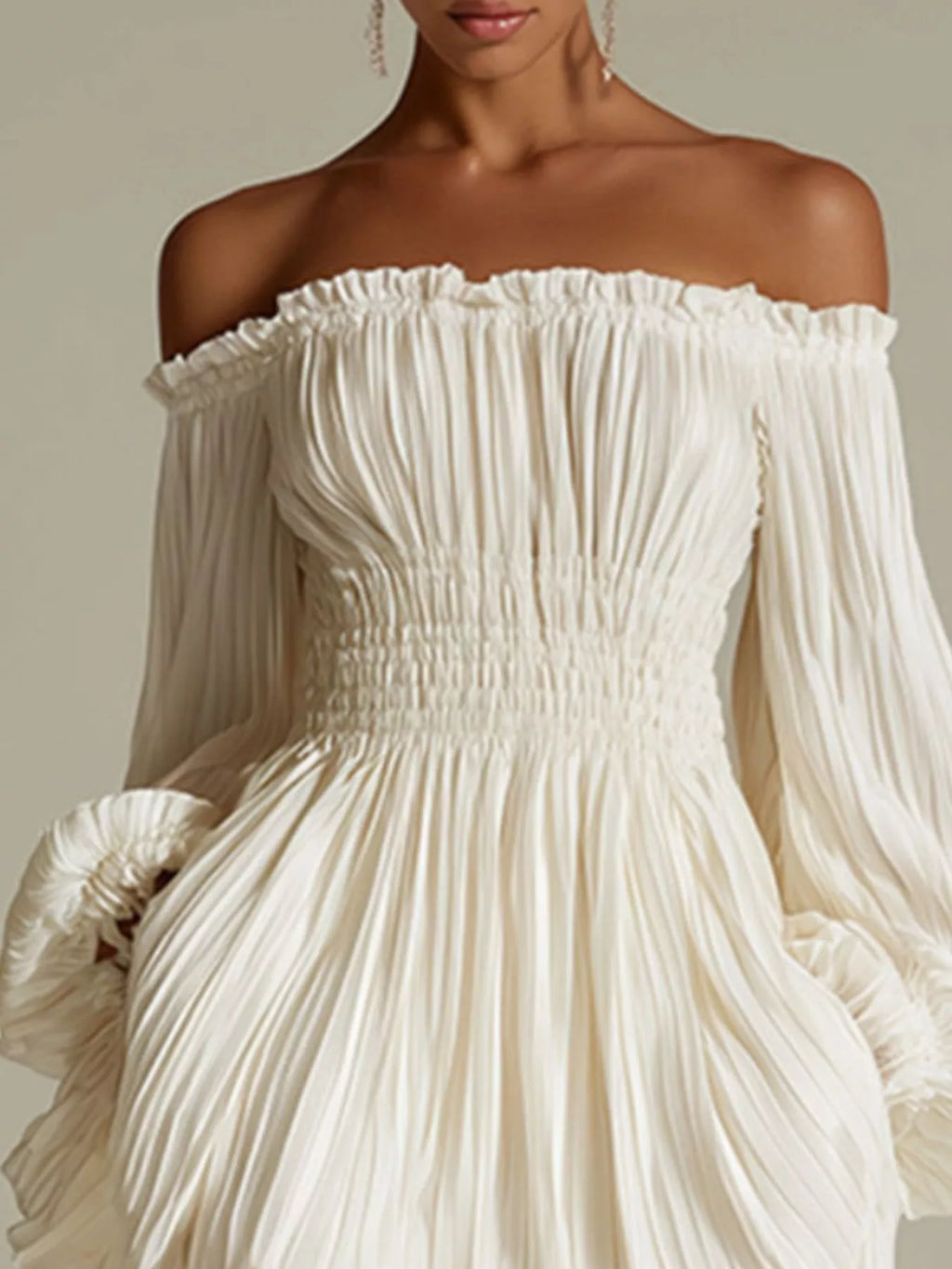 Women's Off-Shoulder Pleated Mini Dress