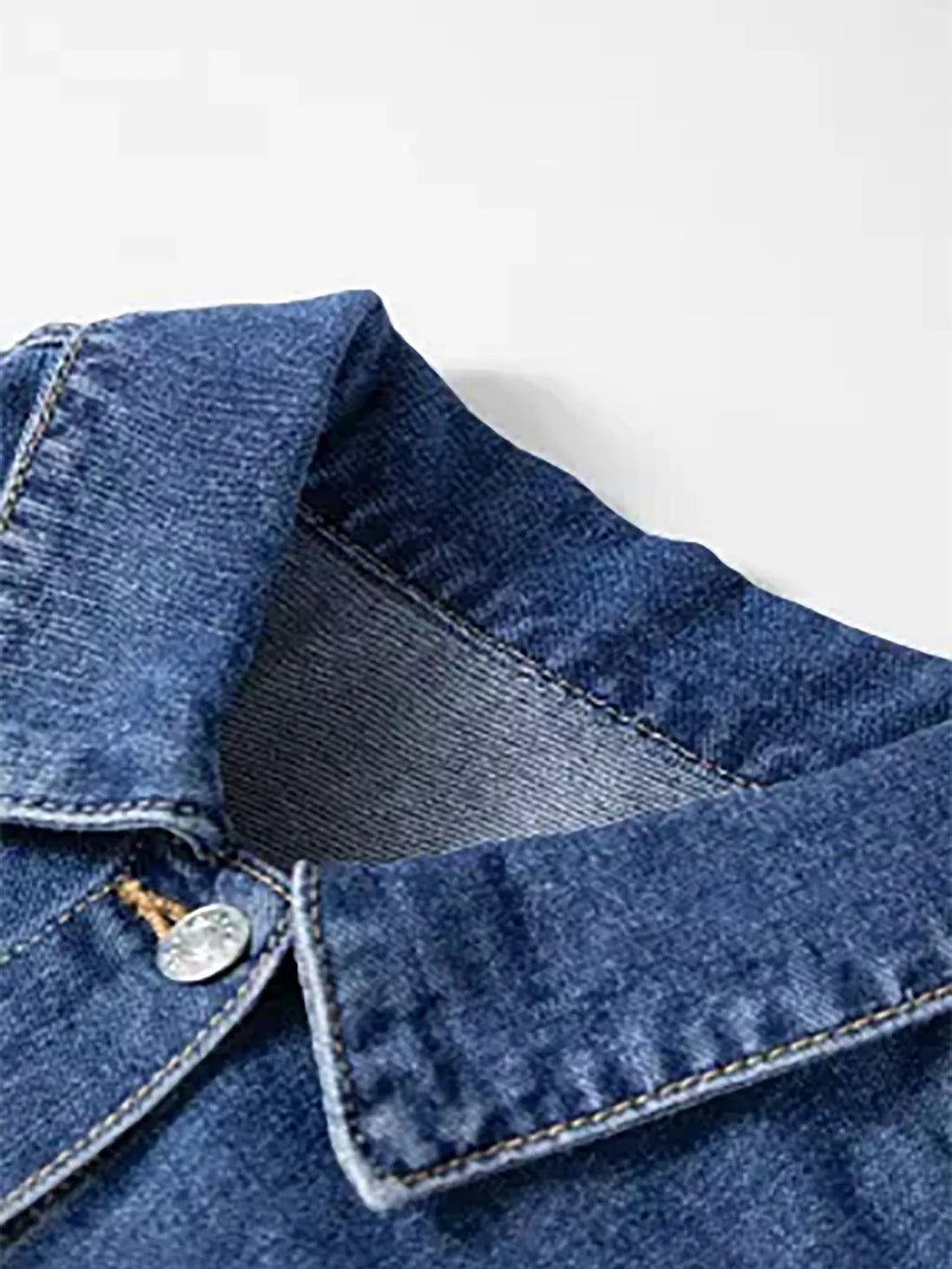 Women's Blue Raw Hem Two-Tone Denim Jacket - Blue