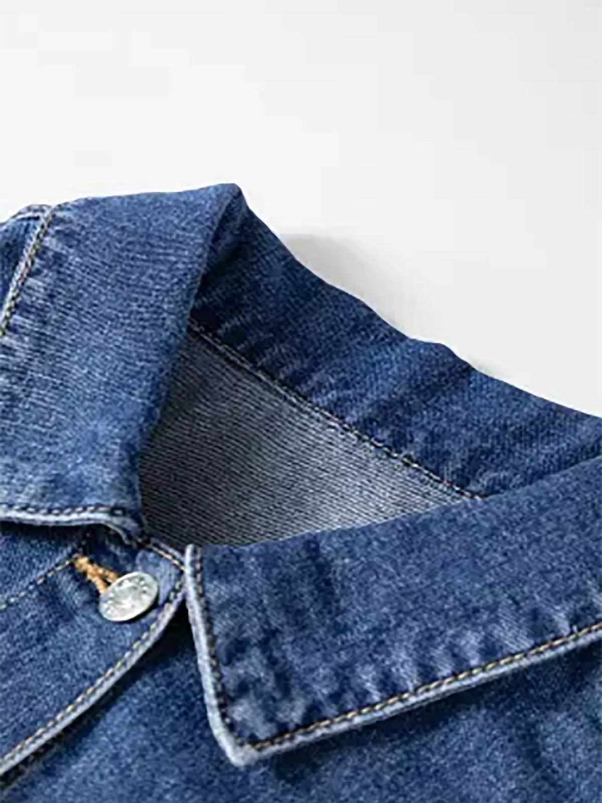 Women's Blue Raw Hem Two-Tone Denim Jacket - Blue