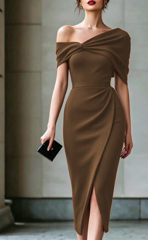 Summer New Elegant Commuting Solid Color Irregular Dress Gown