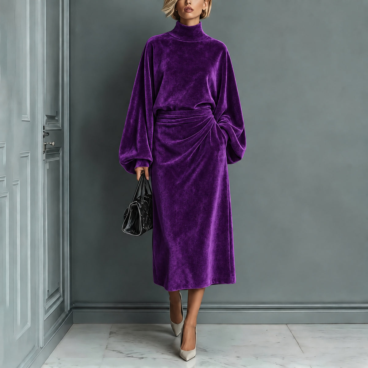 Women's Turtleneck Long-sleeve Dress