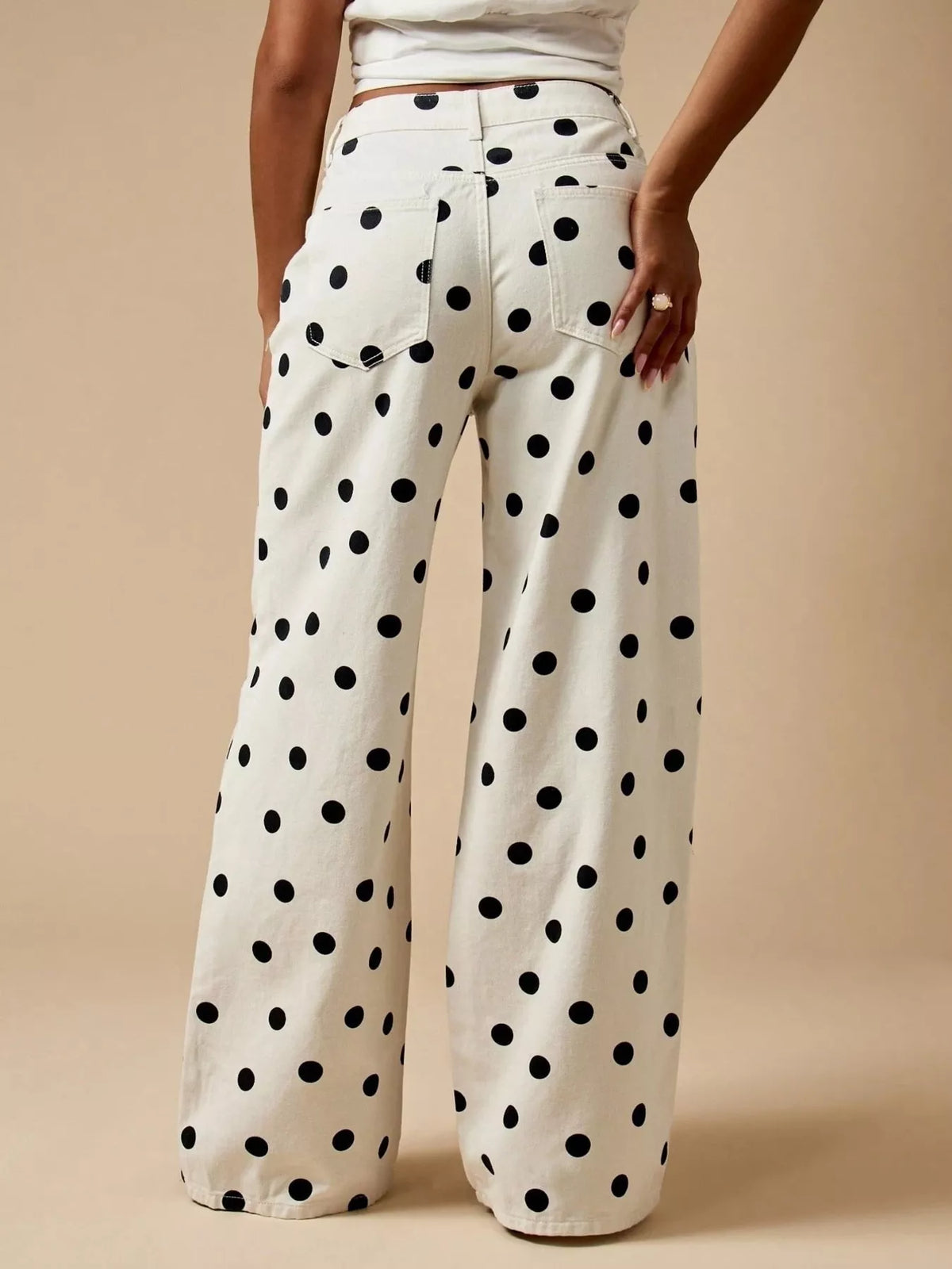 Women's Polka Dot Wide-Leg Jeans