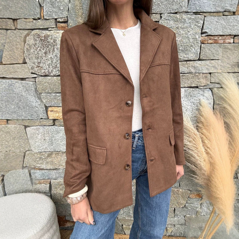 Vintage Brown Suede Jacket For Women