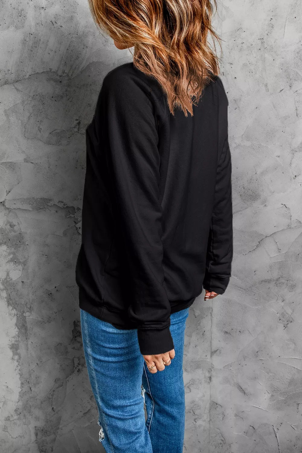 Spooky Rhinestone Drop Shoulder Sweatshirt