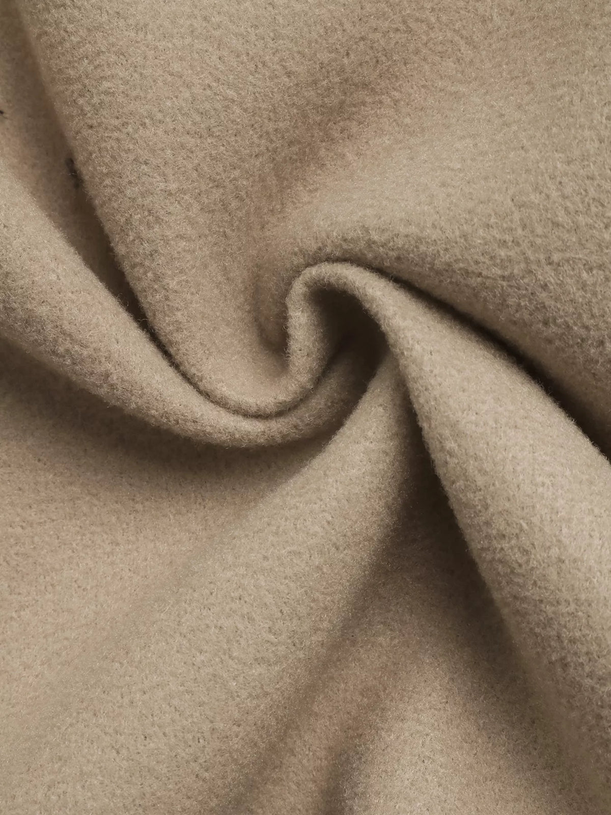 Women's Khaki Double-Breasted Lapel Collar Longline Coat - Khaki