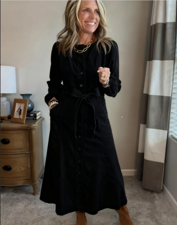 Fashionable Womens Loose-fit Casual Solid-color Dress