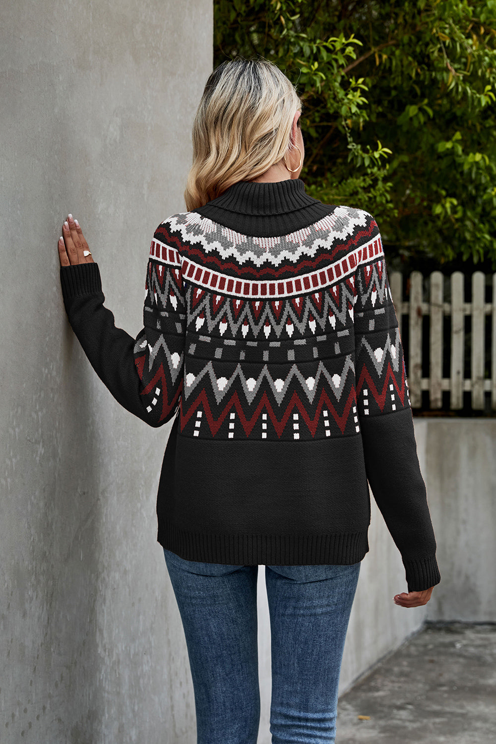Women's Turtleneck Ribbed Trim Sweater