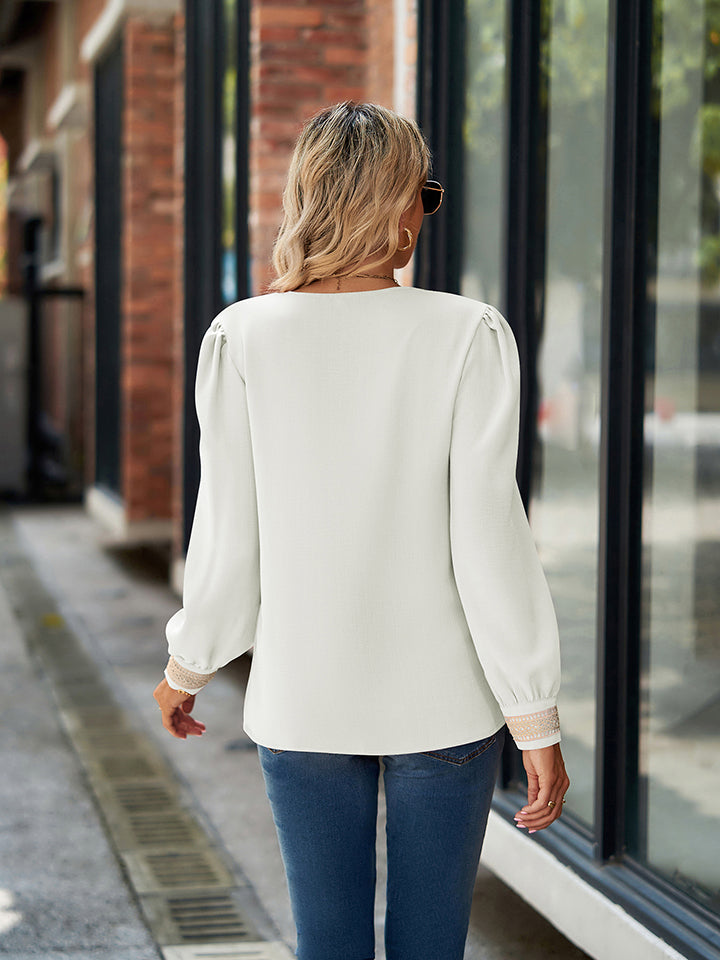 Women's V-Neck Long Sleeve Blouse